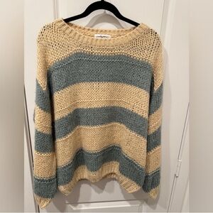 Carly Jean Los Angeles Striped Sweater - Cream and Green